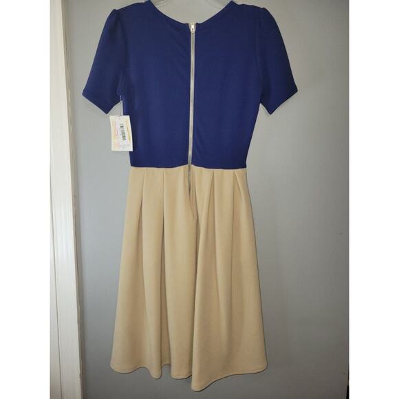 LulaRoe Amelia Womens XS Fit Flare Back Zip Colorblock Short Sleeve Knee Dress - Picture 10 of 15